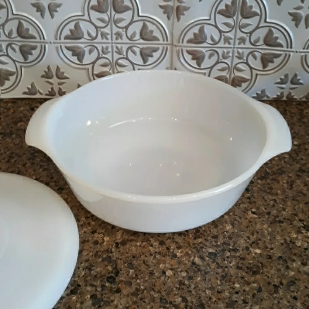 Fire King Anchor Hocking Milk Glass Casserole Dish With Lid